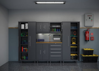 Core Plus Series 7pc Cabinet Set with Base, Tool, Wall Cabinets and 30" Lockers