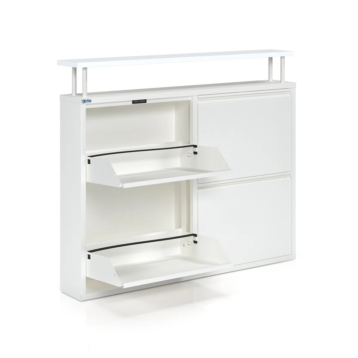 Antibacterial 4 Tier metal shoe cabinet with shelf