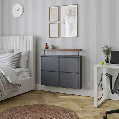 Antibacterial 4 Tier metal shoe cabinet with shelf