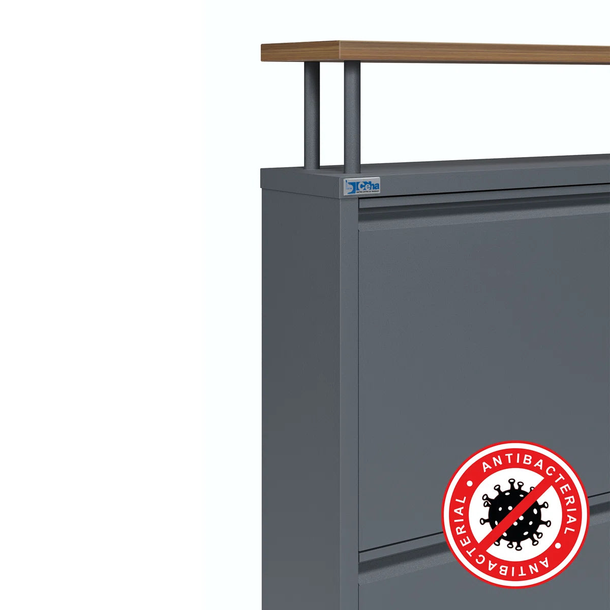 Antibacterial 4 Tier metal shoe cabinet with shelf