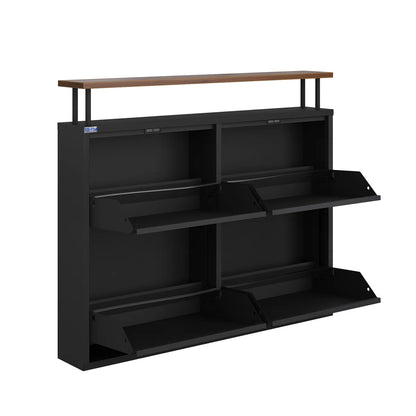 Antibacterial 4 Tier metal shoe cabinet with shelf