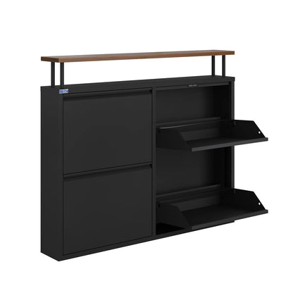 Antibacterial 4 Tier metal shoe cabinet with shelf