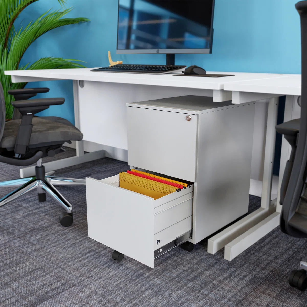 Ceha 2 Drawer Mobile File Cabinet with Lock