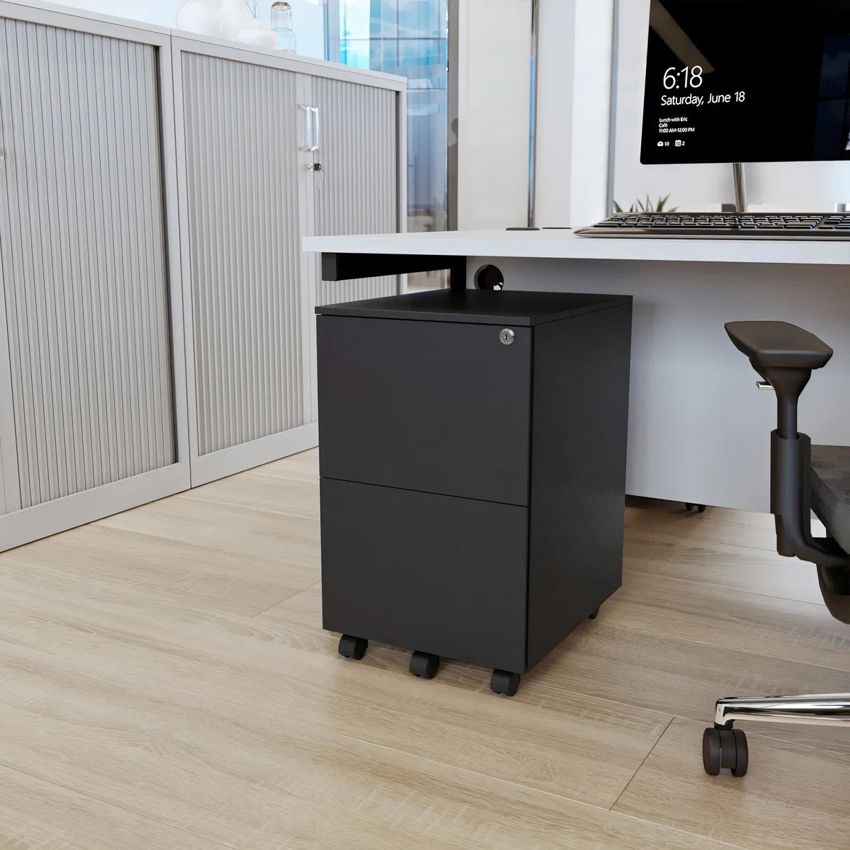 Ceha 2 Drawer Mobile File Cabinet with Lock