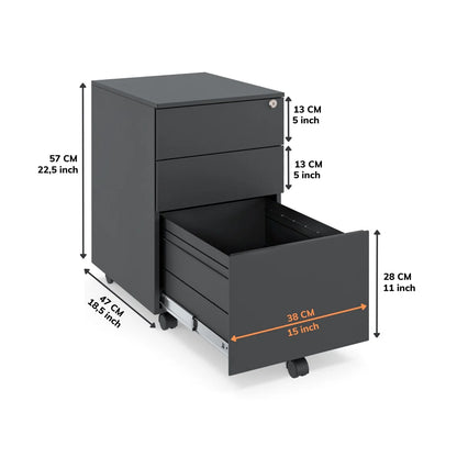 Ceha 2+1 Drawer Mobile File Cabinet with Lock