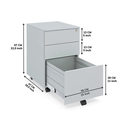 Ceha 2+1 Drawer Mobile File Cabinet with Lock