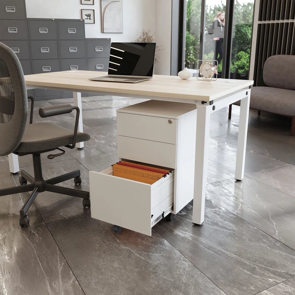 Ceha 2+1 Drawer Mobile File Cabinet with Lock