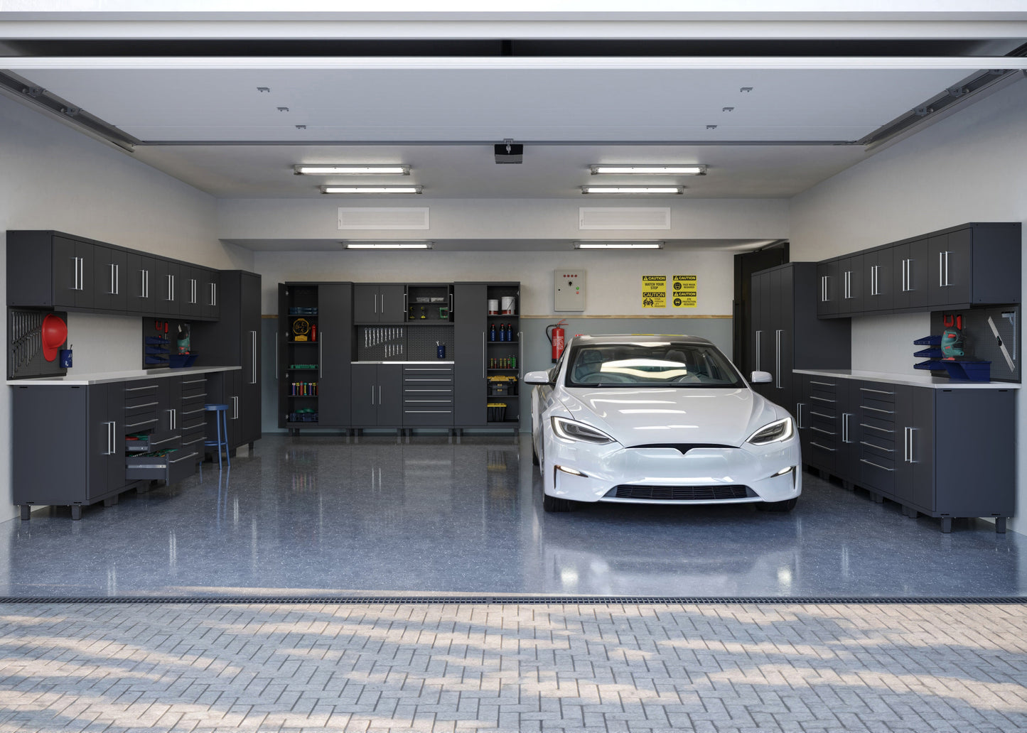 Prestige Series 8pc Cabinets Set with Base, Tool, Wall Cabinets and 36" Lockers