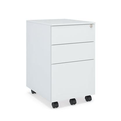 Mobile Metal Filing Cabinet with Lock – 2-Drawer or 3-Drawer Pedestal on Wheels - JMKG